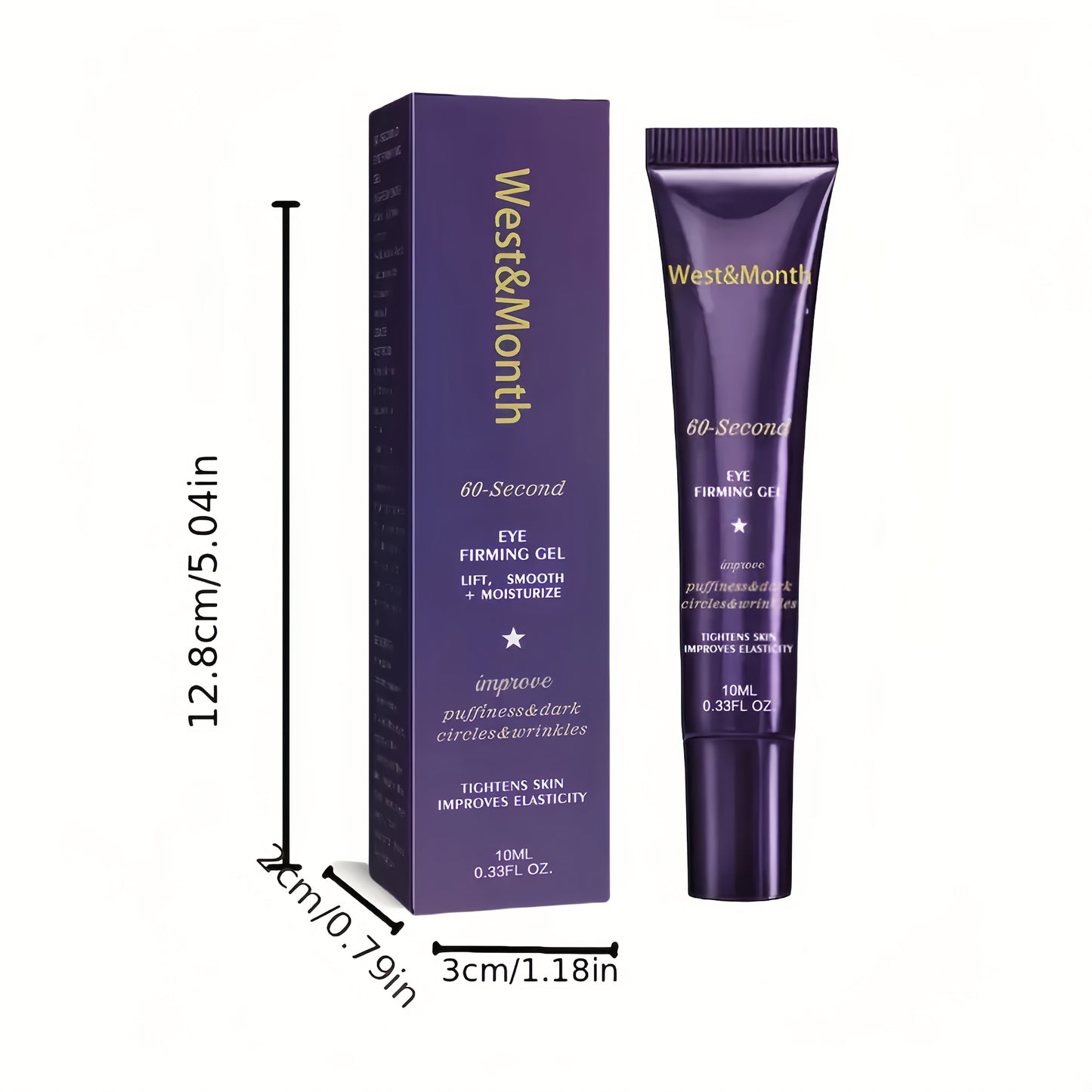 2pcs West Month Eye Firming Gel 0.34oz Each Fast 60 Second Formula for Fine Lines Moisturizes and Tightens Skin with Caffeine Retinol and Hyaluronic Acid Alcohol Free Ideal Gift for Her