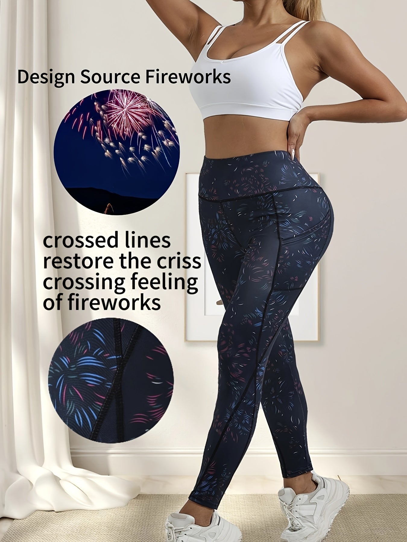 High-Waist Tummy Control Yoga Leggings with Pockets, Cross-Line Body Shaping, Butt Lifting, Fitness & Workout Pants