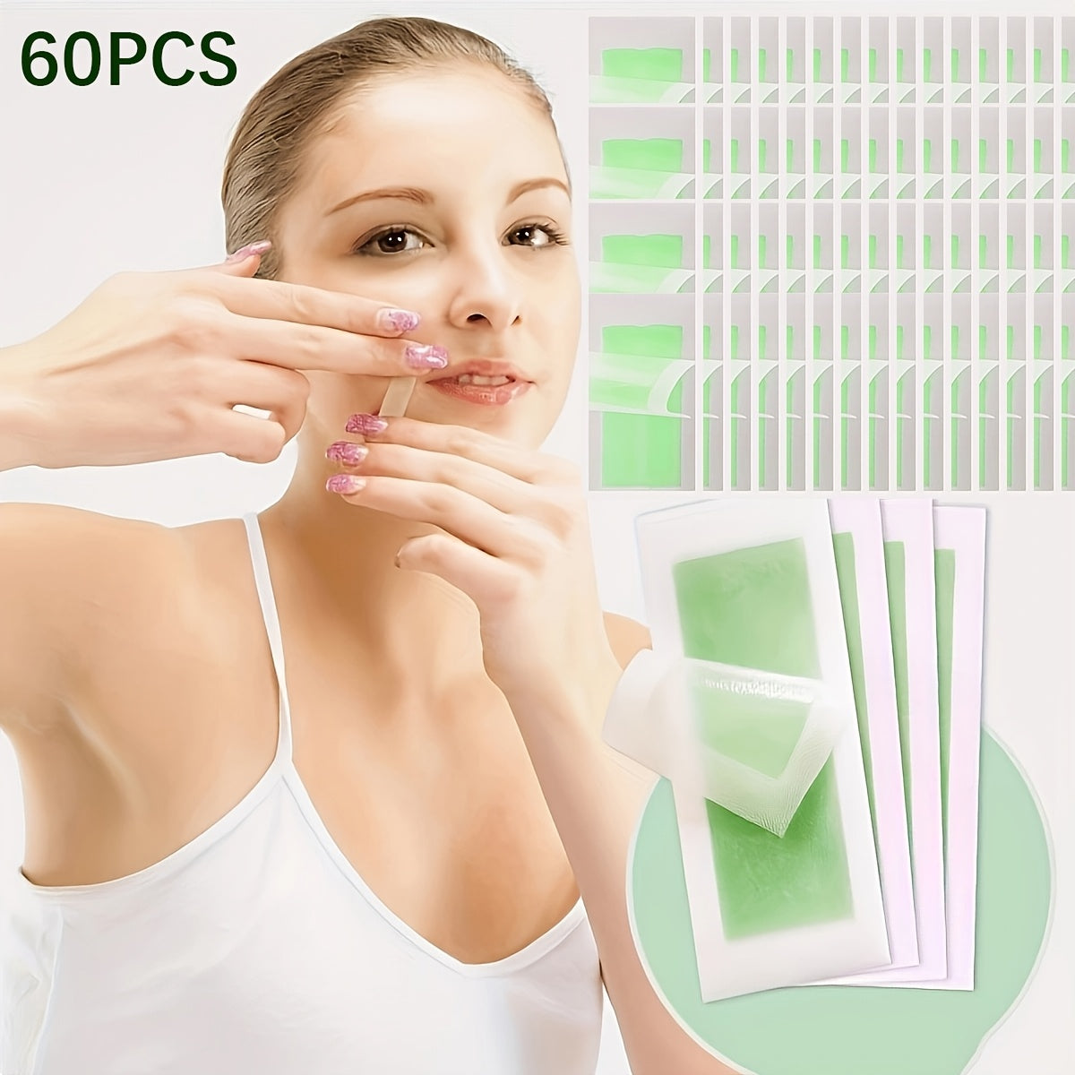 Green Aloe Vera Hair Removal Wax Strips + 3pcs Of Oil Packs