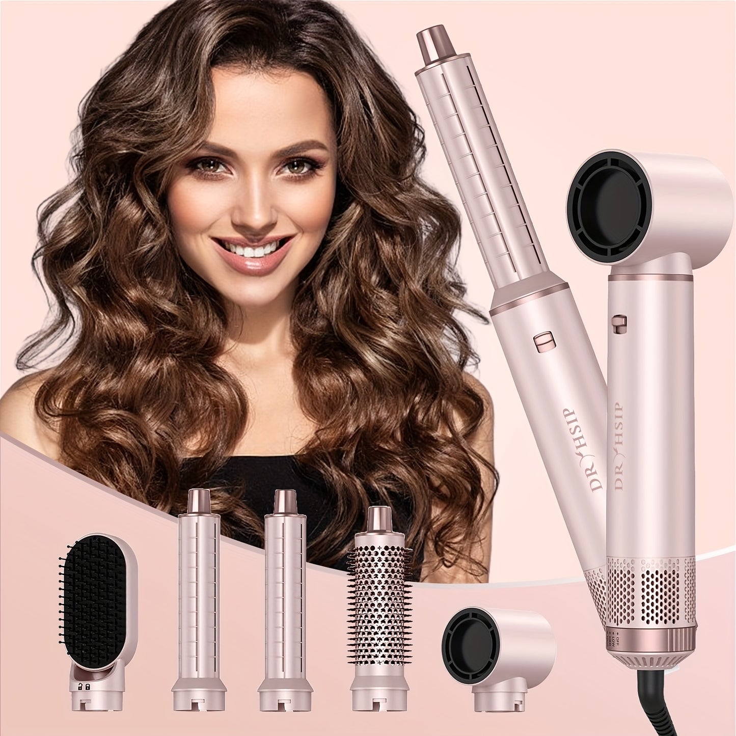 5 In 1 Hot Air Brush Blow Dryer Brush And Air Curling Wrap Styler With Negative Ion Technology Professional Hair Styling Tools
