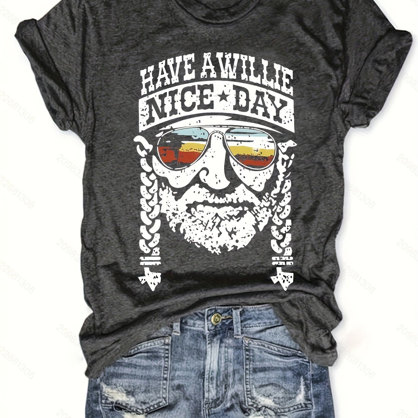 Fashionable Womens Graphic Print T-Shirt - Casual Short Sleeve Crew Neck Top - Lightweight & Breathable For Spring & Summer Wardrobe