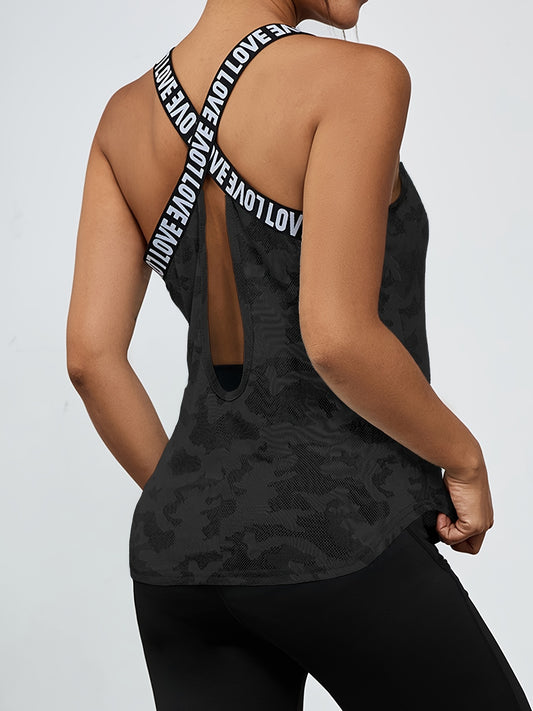 Women's Polyester Cross Strap Back Sports Tank Top
