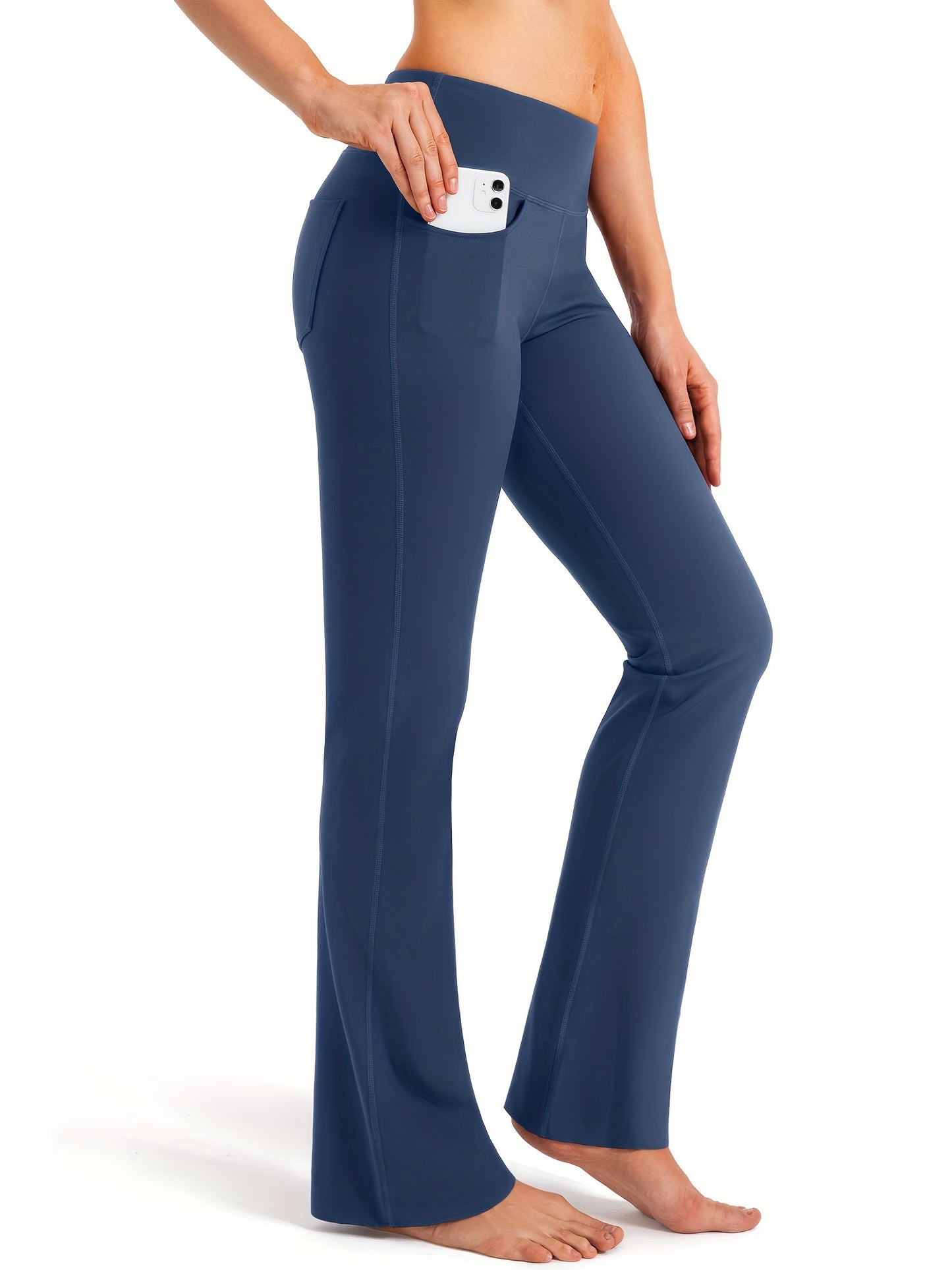 Women's Bootcut Yoga Pants Long Bootleg High-Waisted Flare Pants With Pockets