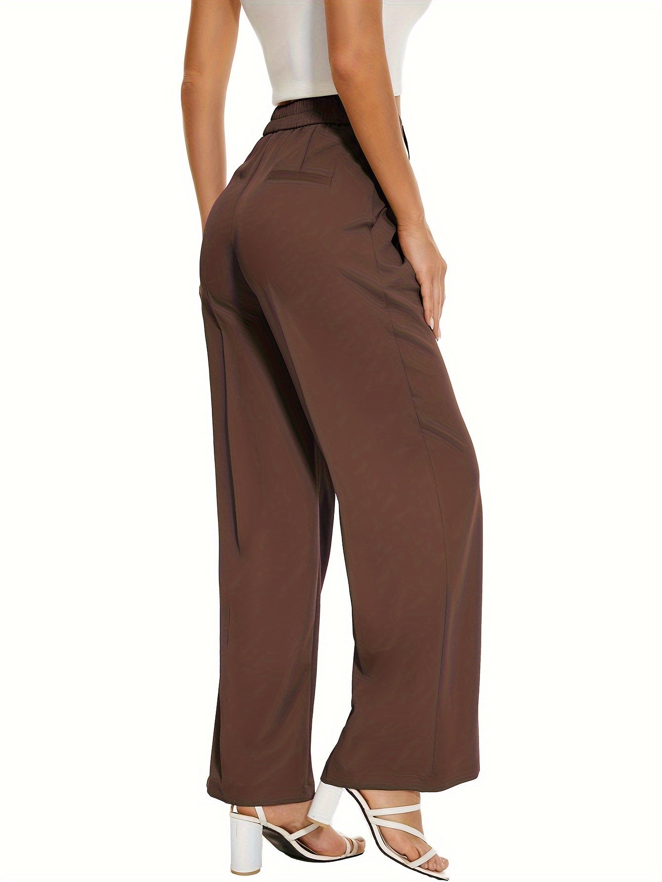 High Waist Pleated Straight Leg Pants