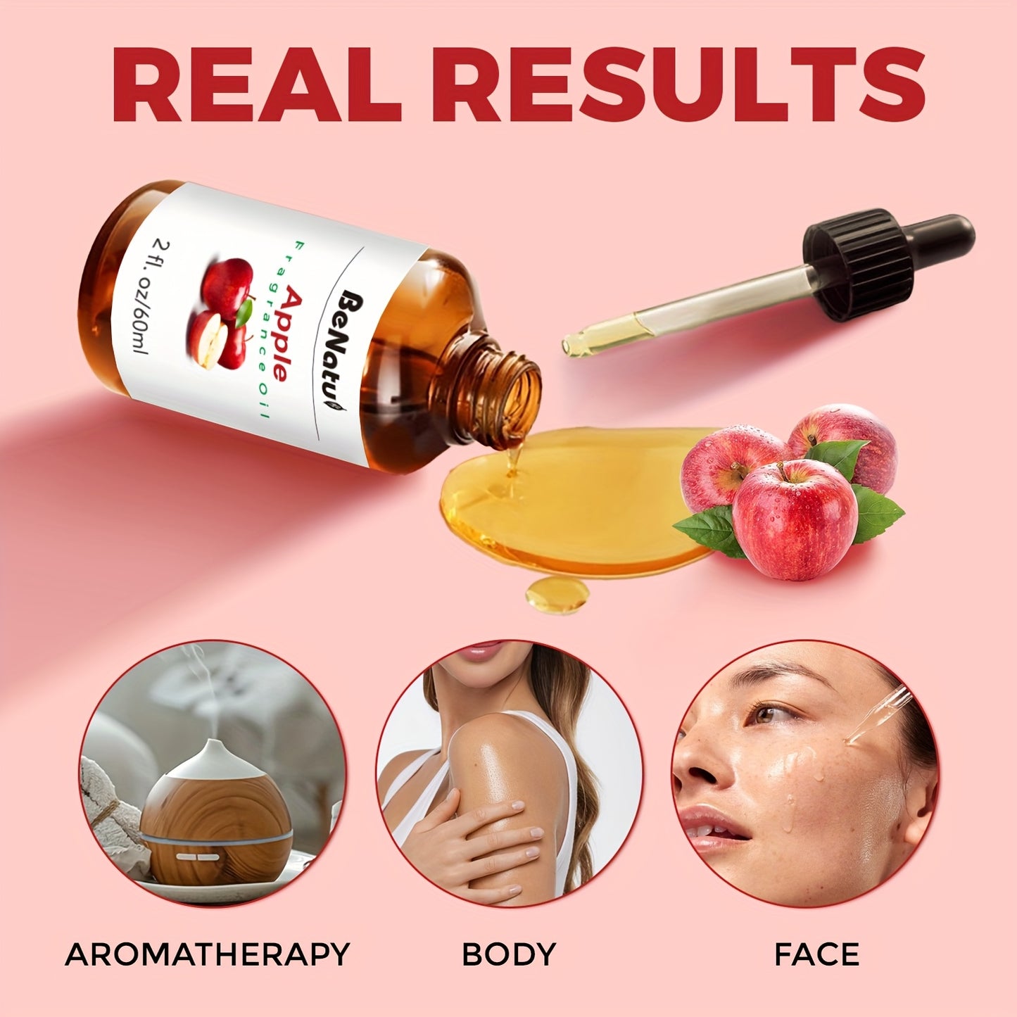 Apple Fragrance Essential Oil 60ml For Humidifier Diffuser Scented Candle Suitable For Bedroom Home Hotel Restaurant Local Warehouse