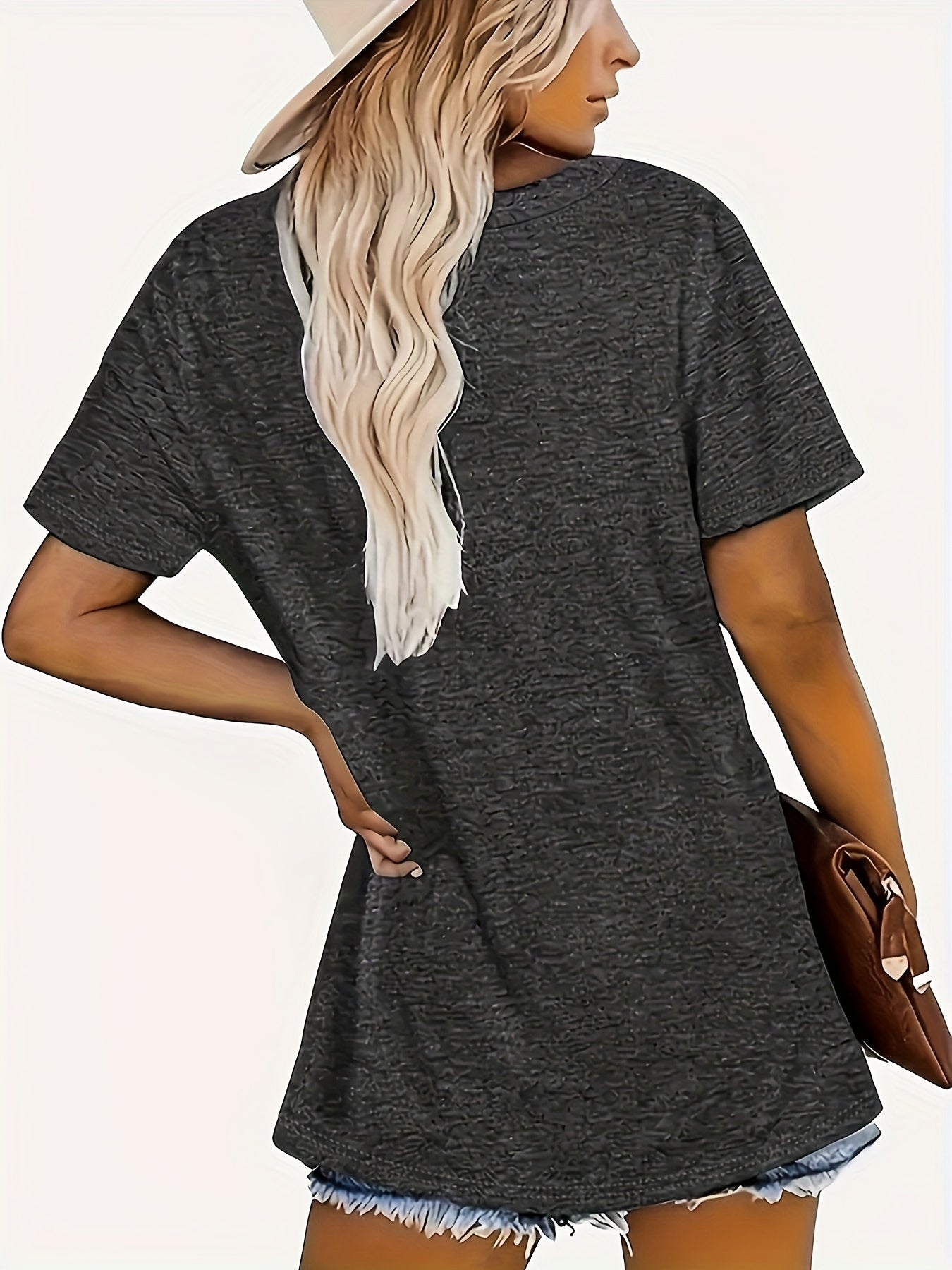Letter Print Crew Neck T-Shirt, Casual Short Sleeve Top