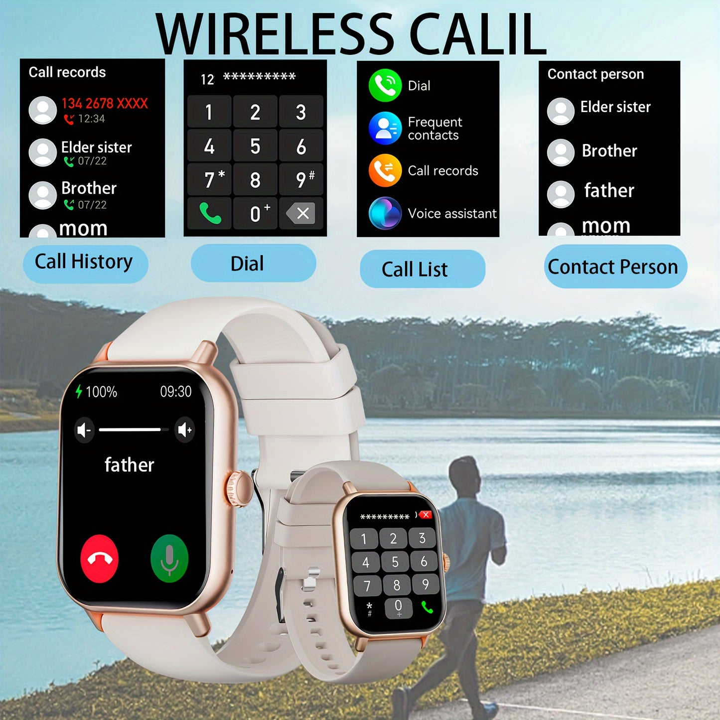 Advanced Full Touch Screen Smartwatch - Seamless Text & Call, Fitness Tracker with 100+ Exercise Modes, Compatible with Android & iPhone