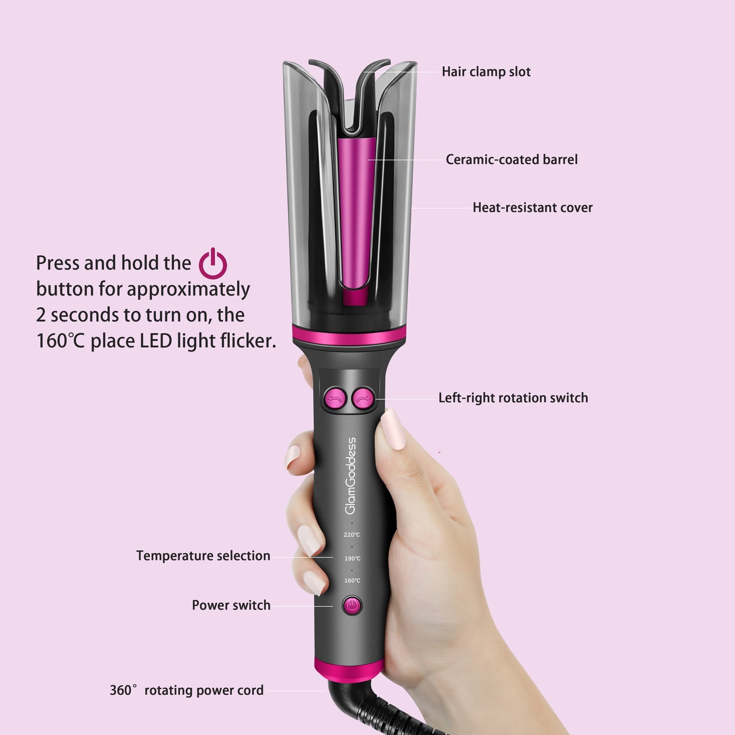 Automatic Curling Iron Electric Rotating Hair Curler With Anti-Tangle Anti-Scald Design Portable Heated Hair Curling Roller For Women Ideal Gift For Mother's Day Birthday And Christmas