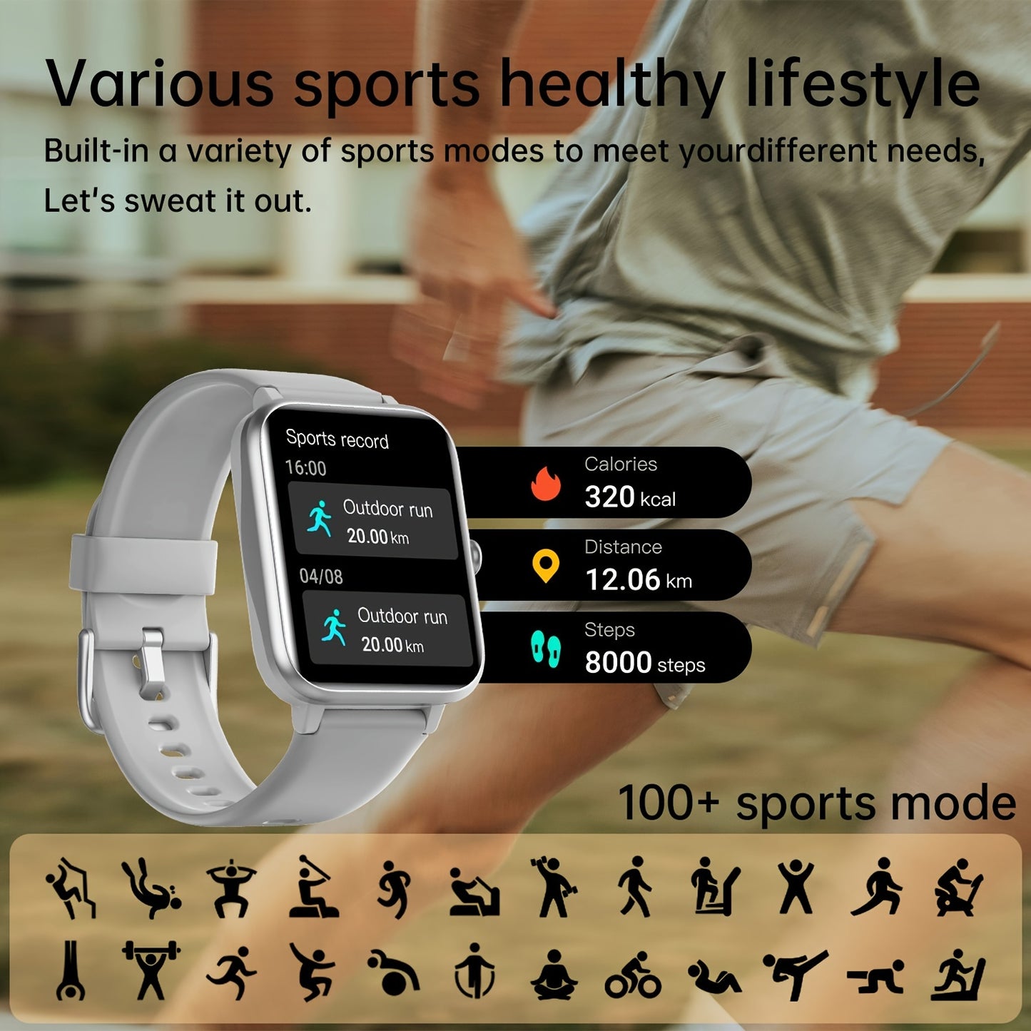 IP68 Waterproof Smartwatch - 1.83" Display, Over 100 Sports Modes, Long-Lasting Battery, Fitness Tracker with Pedometer & Sleep Monitor, Wireless Calls & Notifications, for Android & for iPhone - Perfect Gift for All