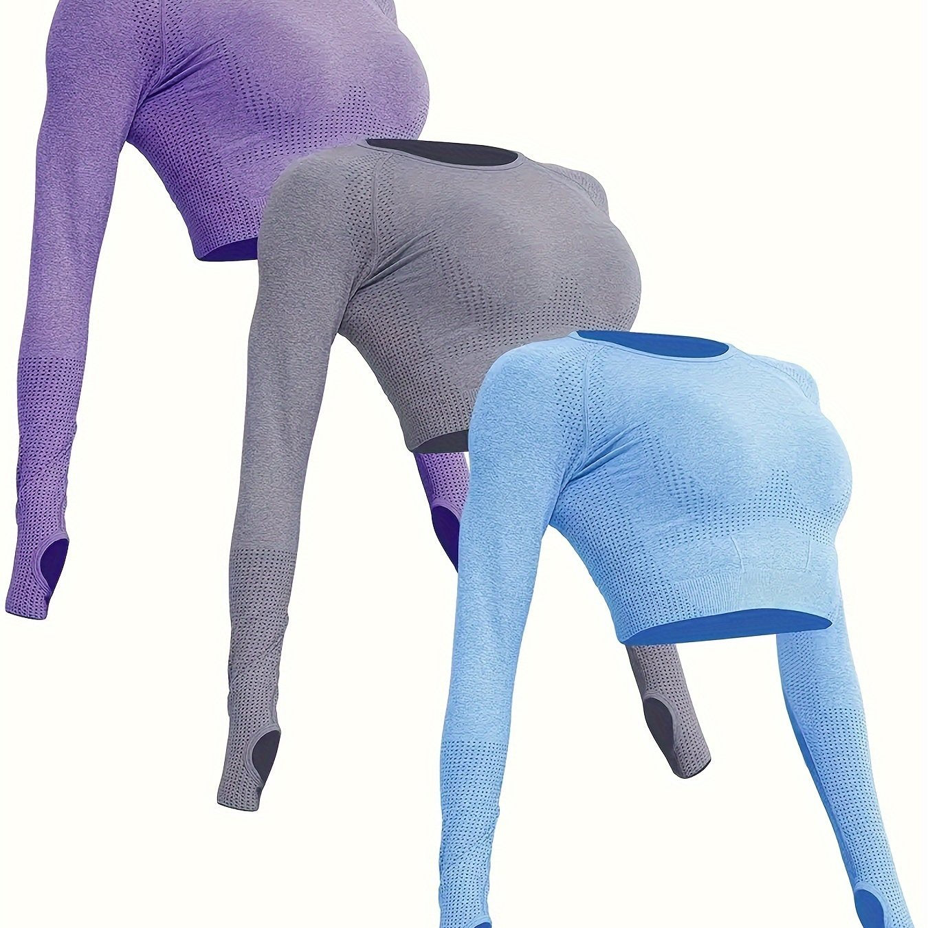 3pcs Women's Polyamide Long Sleeve Yoga T-Shirts