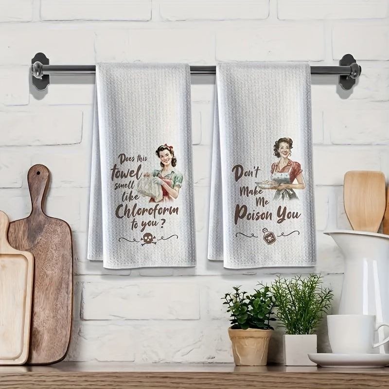 2pcs Funny Kitchen Towels - Ultra-Soft Microfiber Gift