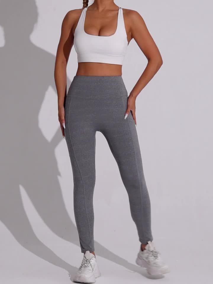 Women's 3Pcs High-Waisted Yoga Leggings With Pocket