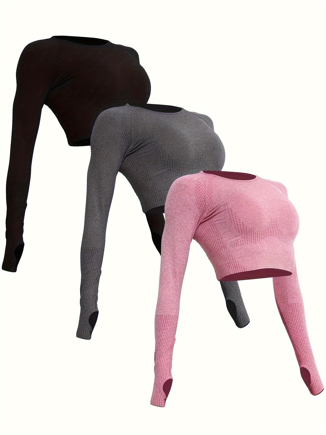 3pcs Women's Polyamide Long Sleeve Yoga T-Shirts
