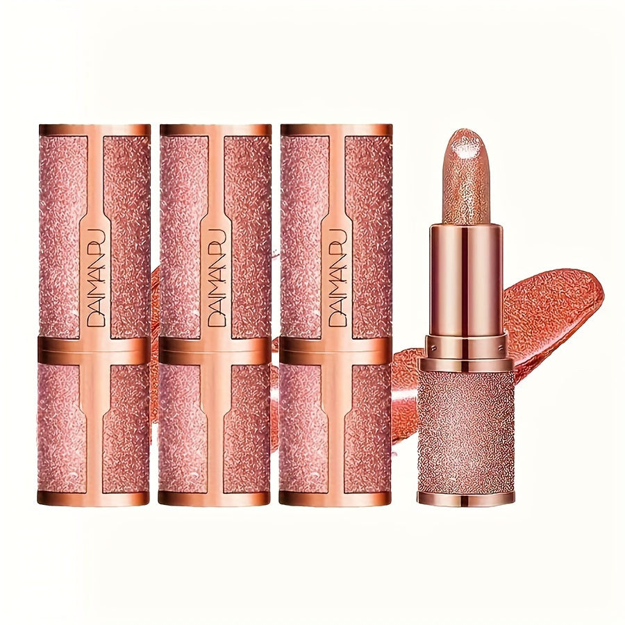 3 Pcs Set Glitter Lipstick Sparkling Lip Balm Starry Shimmer Moisturizing Lip Balm Long Lasting Lip Makeup Beauty Cosmetic for Lustrous Radiant Lips