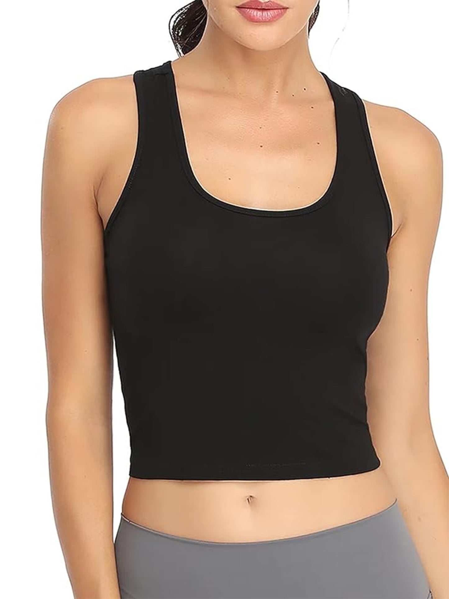 Women's Black/Grey/Green Three-color Combination Short Exposed Belly Yoga Casual Sports Vest