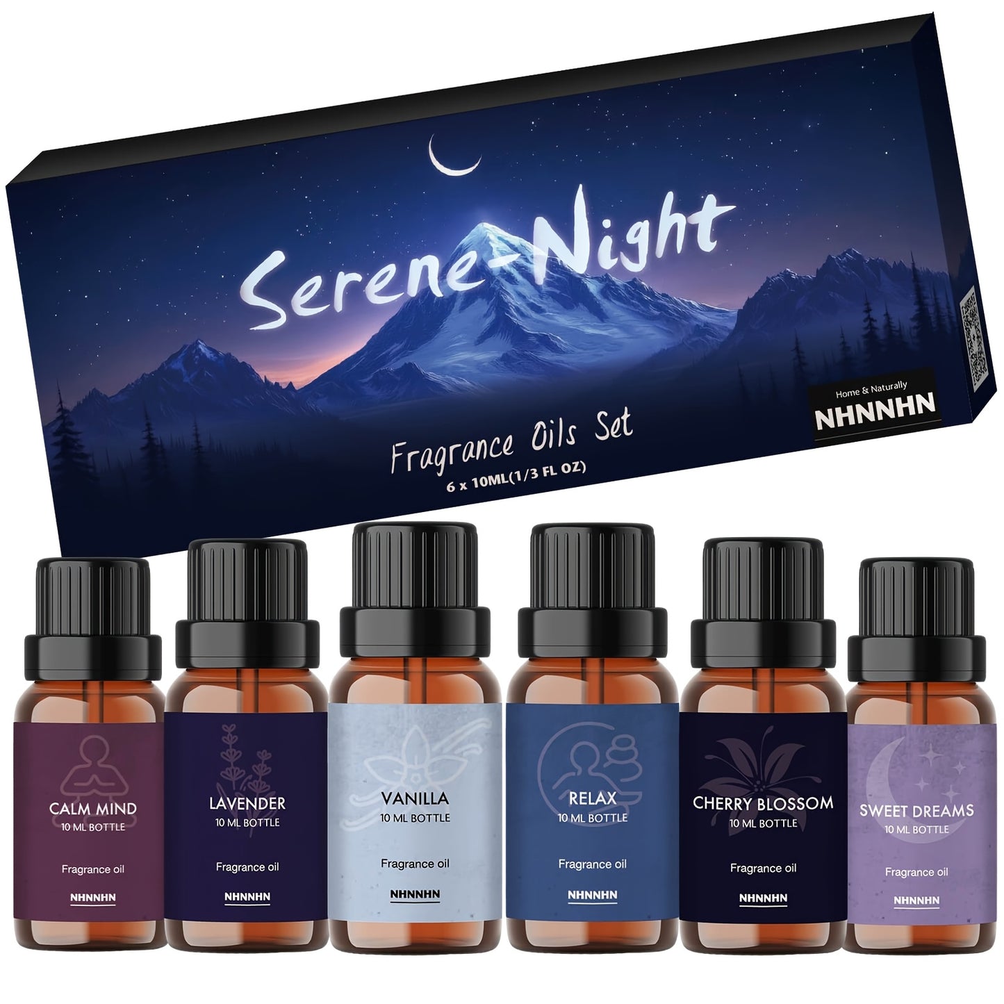 Essential Oils Set Scented Fragrance Oil Kit for Diffuser Sweet Dreams Calm Mind Relax Lavender Cherry Blossom Vanilla 6x0.34oz Gift