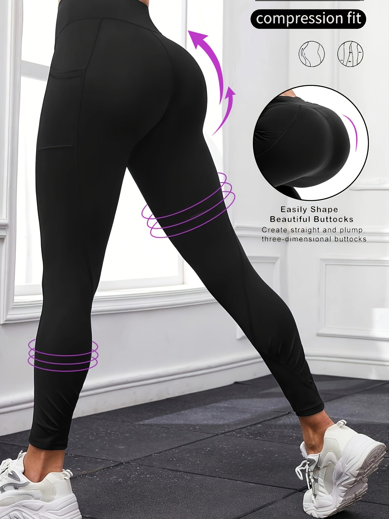 4pcs Plus Size High-Waisted Yoga Leggings for Women