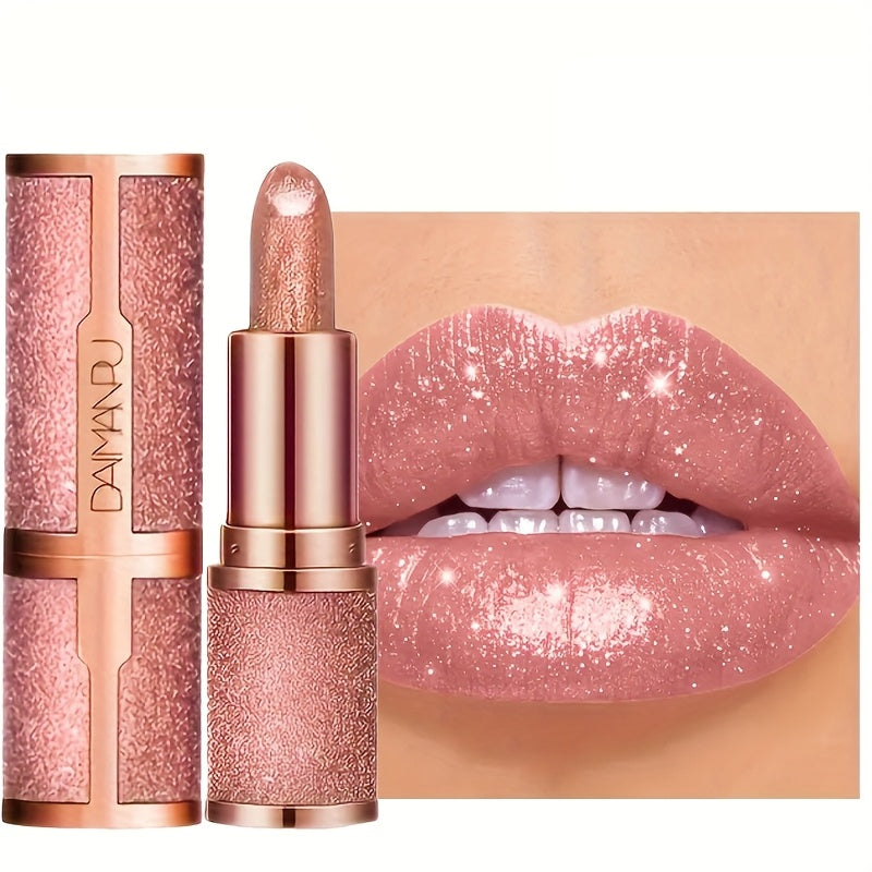 3 Pcs Set Glitter Lipstick Sparkling Lip Balm Starry Shimmer Moisturizing Lip Balm Long Lasting Lip Makeup Beauty Cosmetic for Lustrous Radiant Lips