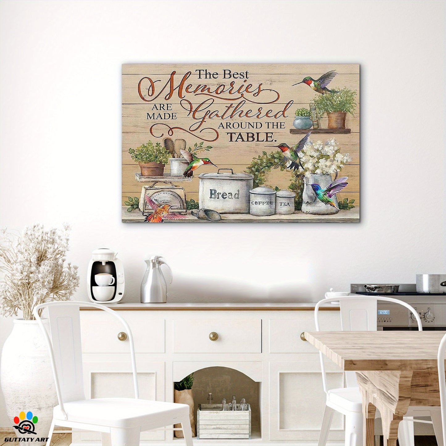[2D Flat] Framed Canvas Kitchen Wall Art Rustic Decor
