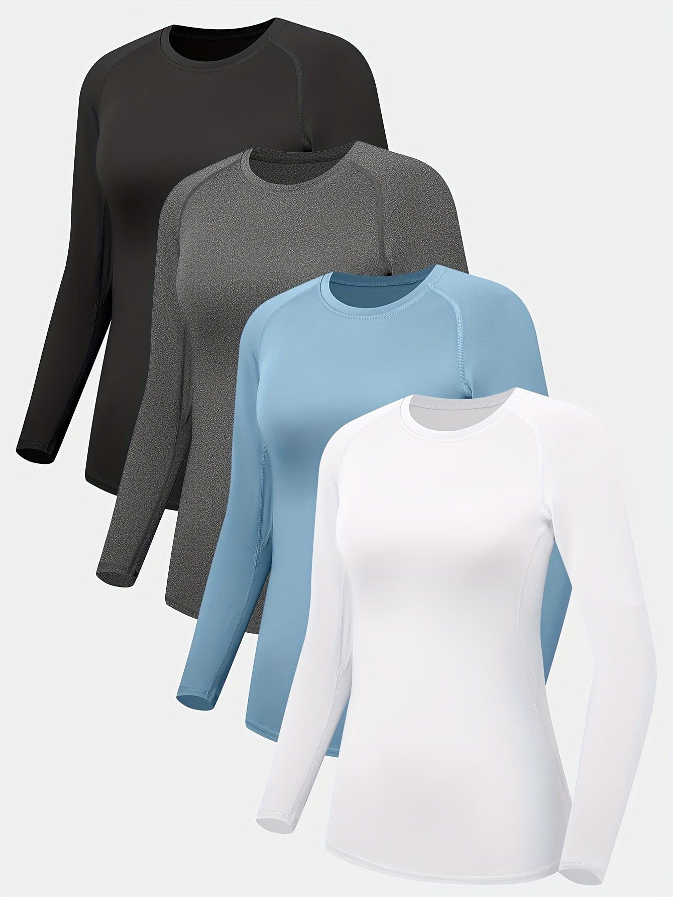 4pcs HOPLYNN Women's Athletic Compression Long Sleeve T-Shirts