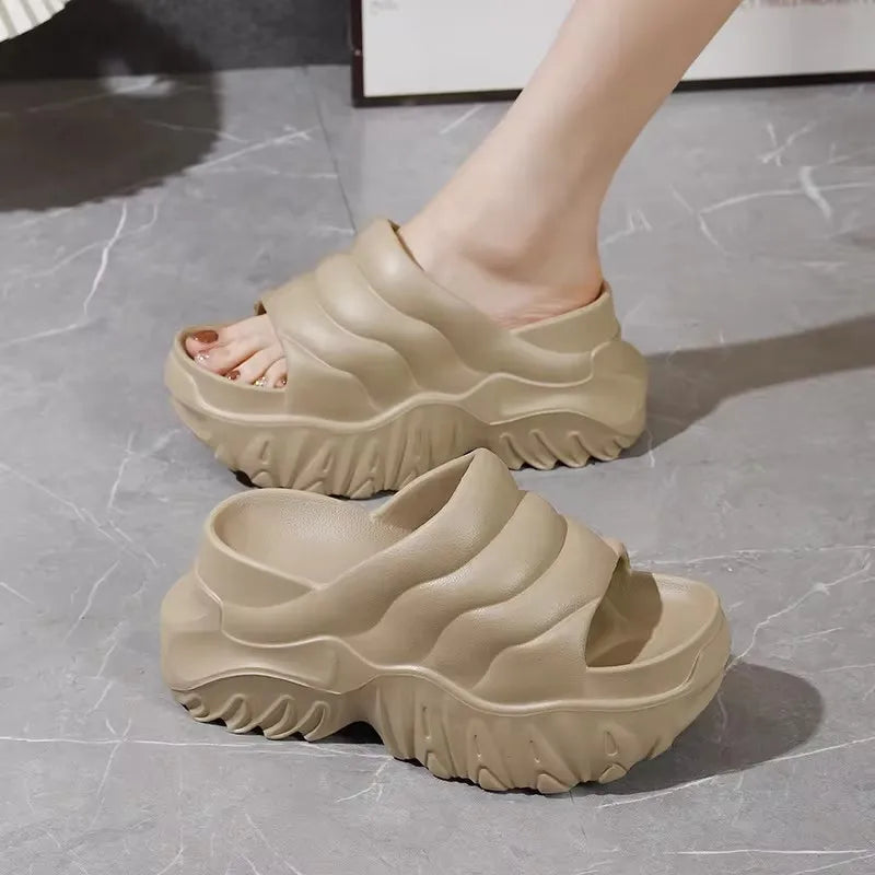 2024 Summer New Women Slippers Couple Beach Slippers Soft EVA Thick Sole Slides Shoes Platform Flat Heel Slippers Casual Sandals