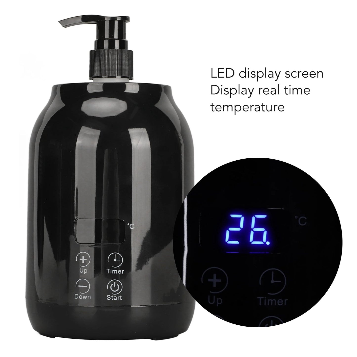 Essential Oil Heater LED Display Temperature Adjust Single Massage Oil Bottle Warmer
