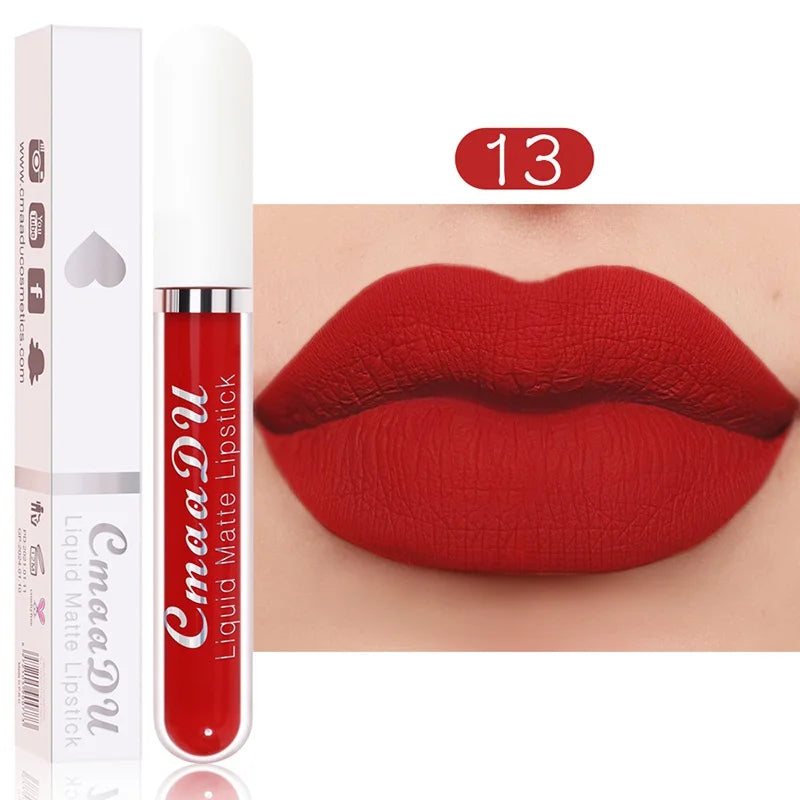 Sexy Long Lasting Velvet Matte Lip Gloss Liquid Lipstick for Women Red Waterproof Nonstick Cup Lip Makeup