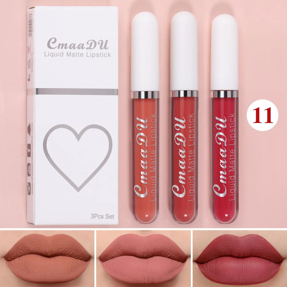 Sexy Long Lasting Velvet Matte Lip Gloss Liquid Lipstick for Women Red Waterproof Nonstick Cup Lip Makeup
