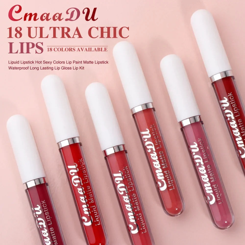 Sexy Long Lasting Velvet Matte Lip Gloss Liquid Lipstick for Women Red Waterproof Nonstick Cup Lip Makeup