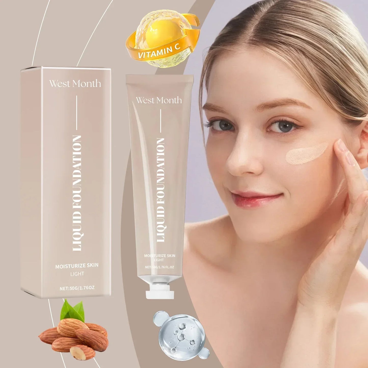 Liquid Foundation Waterproof No Creasing Long Lasting Moisturizing No Separation Even Skin Natural Effect Concealer Makeup Set