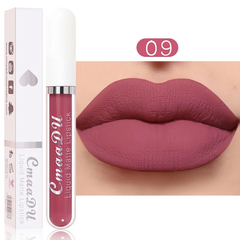 Sexy Long Lasting Velvet Matte Lip Gloss Liquid Lipstick for Women Red Waterproof Nonstick Cup Lip Makeup