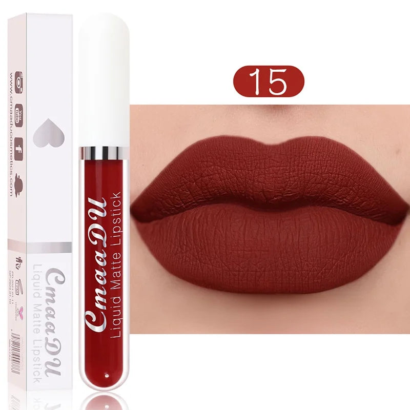 Sexy Long Lasting Velvet Matte Lip Gloss Liquid Lipstick for Women Red Waterproof Nonstick Cup Lip Makeup