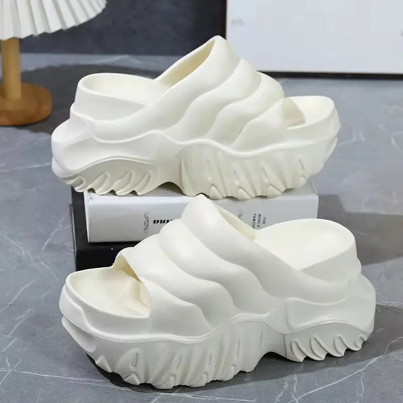 2024 Summer New Women Slippers Couple Beach Slippers Soft EVA Thick Sole Slides Shoes Platform Flat Heel Slippers Casual Sandals