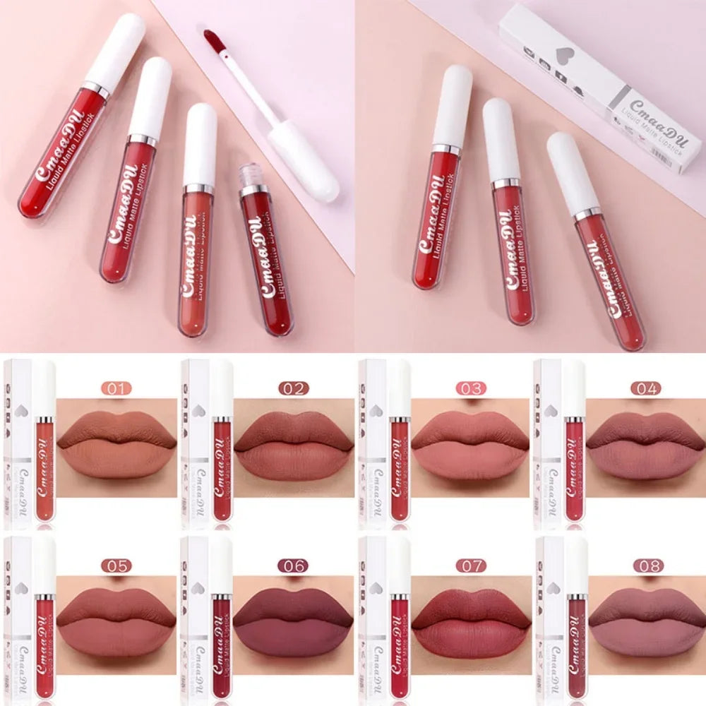 Sexy Long Lasting Velvet Matte Lip Gloss Liquid Lipstick for Women Red Waterproof Nonstick Cup Lip Makeup