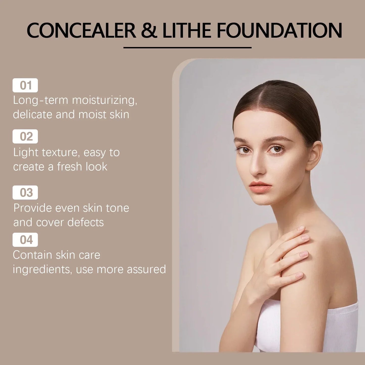 Liquid Foundation Waterproof No Creasing Long Lasting Moisturizing No Separation Even Skin Natural Effect Concealer Makeup Set