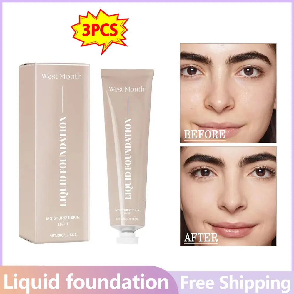 Liquid Foundation Waterproof No Creasing Long Lasting Moisturizing No Separation Even Skin Natural Effect Concealer Makeup Set