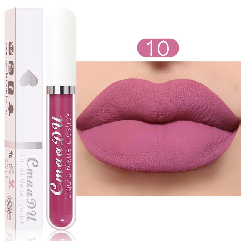 Sexy Long Lasting Velvet Matte Lip Gloss Liquid Lipstick for Women Red Waterproof Nonstick Cup Lip Makeup