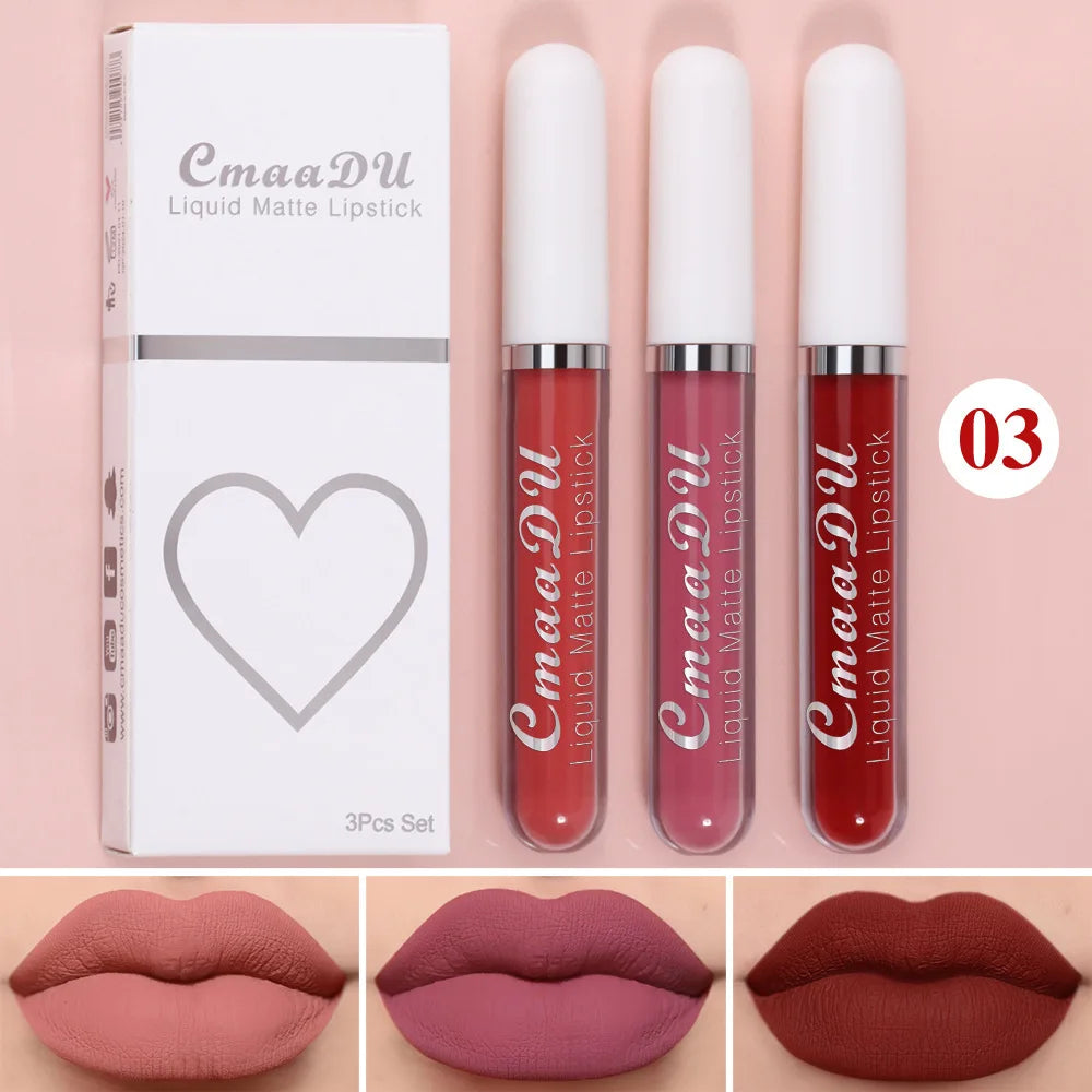 Sexy Long Lasting Velvet Matte Lip Gloss Liquid Lipstick for Women Red Waterproof Nonstick Cup Lip Makeup