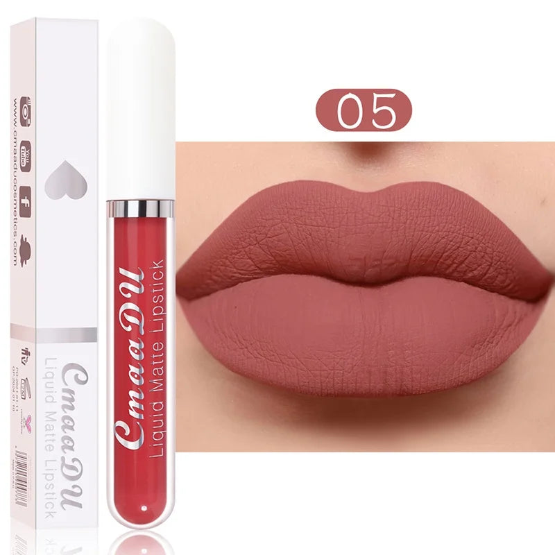 Sexy Long Lasting Velvet Matte Lip Gloss Liquid Lipstick for Women Red Waterproof Nonstick Cup Lip Makeup