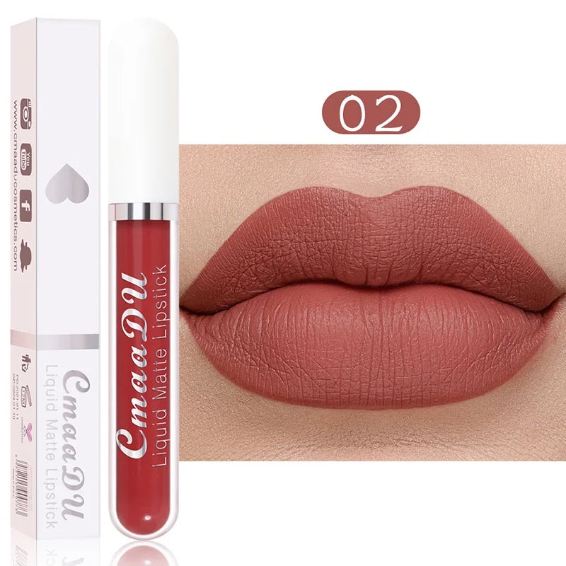 Sexy Long Lasting Velvet Matte Lip Gloss Liquid Lipstick for Women Red Waterproof Nonstick Cup Lip Makeup