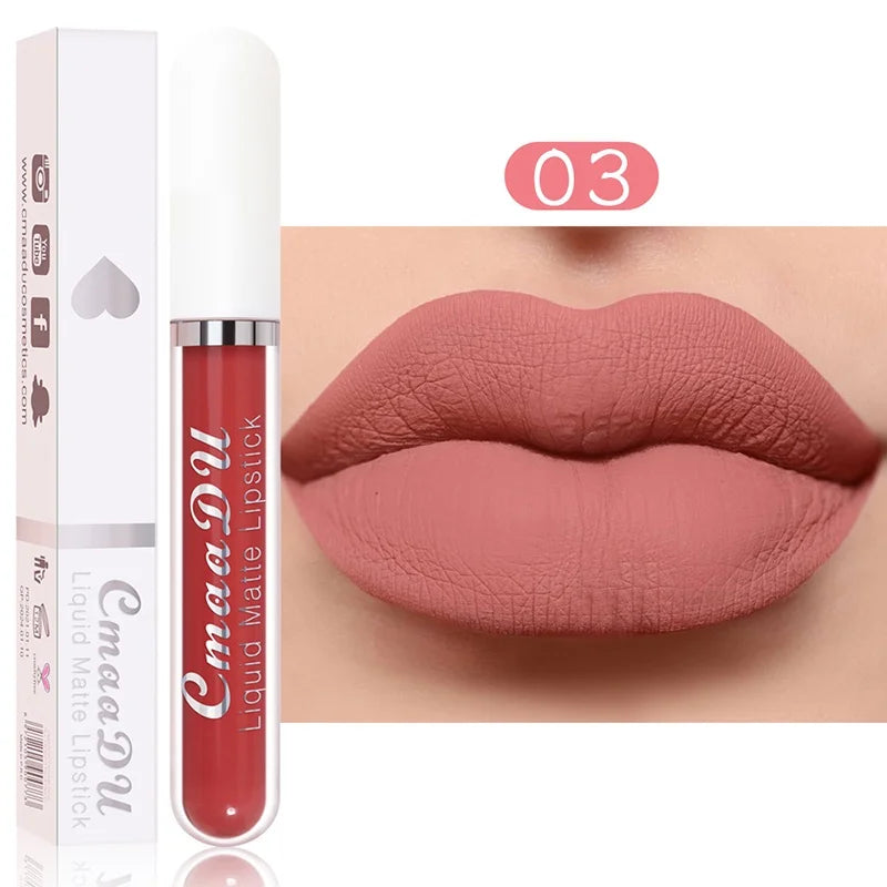 Sexy Long Lasting Velvet Matte Lip Gloss Liquid Lipstick for Women Red Waterproof Nonstick Cup Lip Makeup