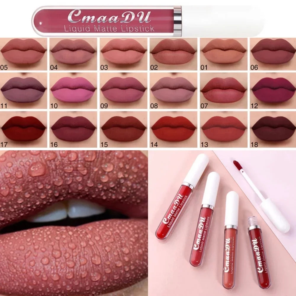 Sexy Long Lasting Velvet Matte Lip Gloss Liquid Lipstick for Women Red Waterproof Nonstick Cup Lip Makeup