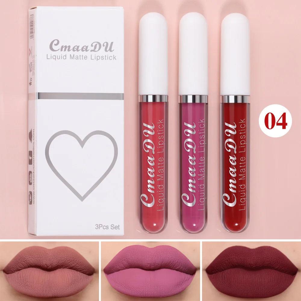 Sexy Long Lasting Velvet Matte Lip Gloss Liquid Lipstick for Women Red Waterproof Nonstick Cup Lip Makeup