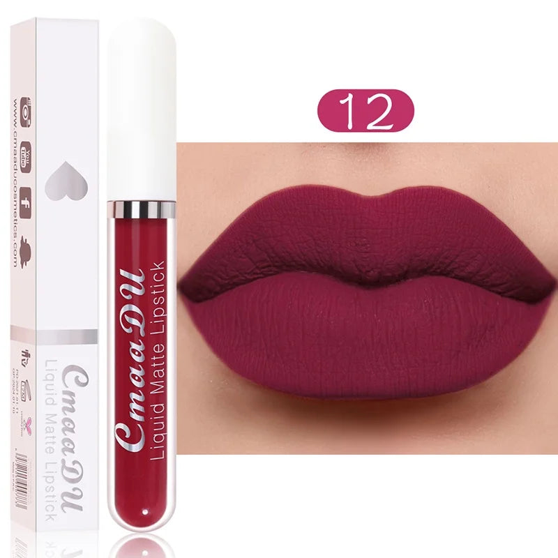Sexy Long Lasting Velvet Matte Lip Gloss Liquid Lipstick for Women Red Waterproof Nonstick Cup Lip Makeup