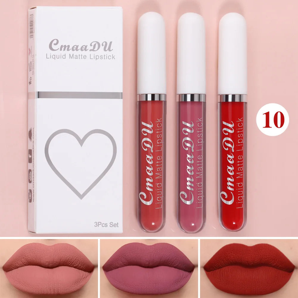 Sexy Long Lasting Velvet Matte Lip Gloss Liquid Lipstick for Women Red Waterproof Nonstick Cup Lip Makeup