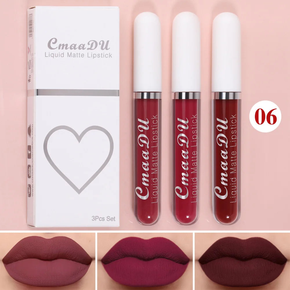 Sexy Long Lasting Velvet Matte Lip Gloss Liquid Lipstick for Women Red Waterproof Nonstick Cup Lip Makeup