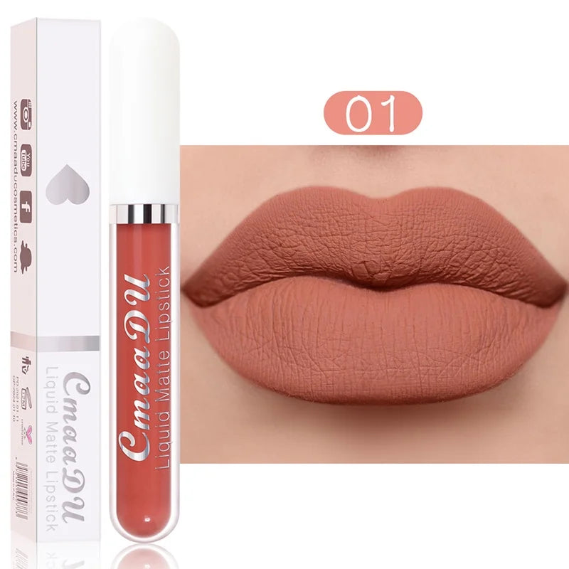 Sexy Long Lasting Velvet Matte Lip Gloss Liquid Lipstick for Women Red Waterproof Nonstick Cup Lip Makeup