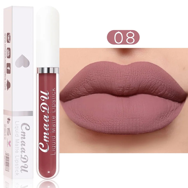 Sexy Long Lasting Velvet Matte Lip Gloss Liquid Lipstick for Women Red Waterproof Nonstick Cup Lip Makeup