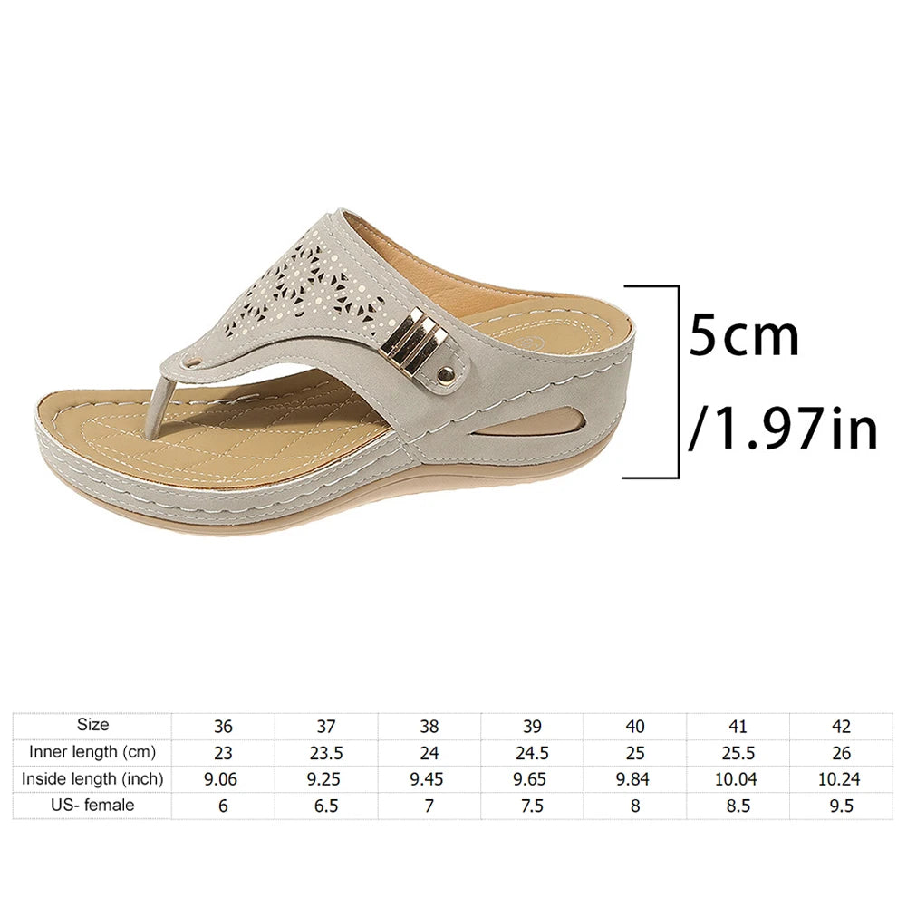 Women Orthopedic Casual Wedge Sandals Breathable Thick Sole Beach Shoes Comfortable Clip Toe Sandals for Outdoor Travel