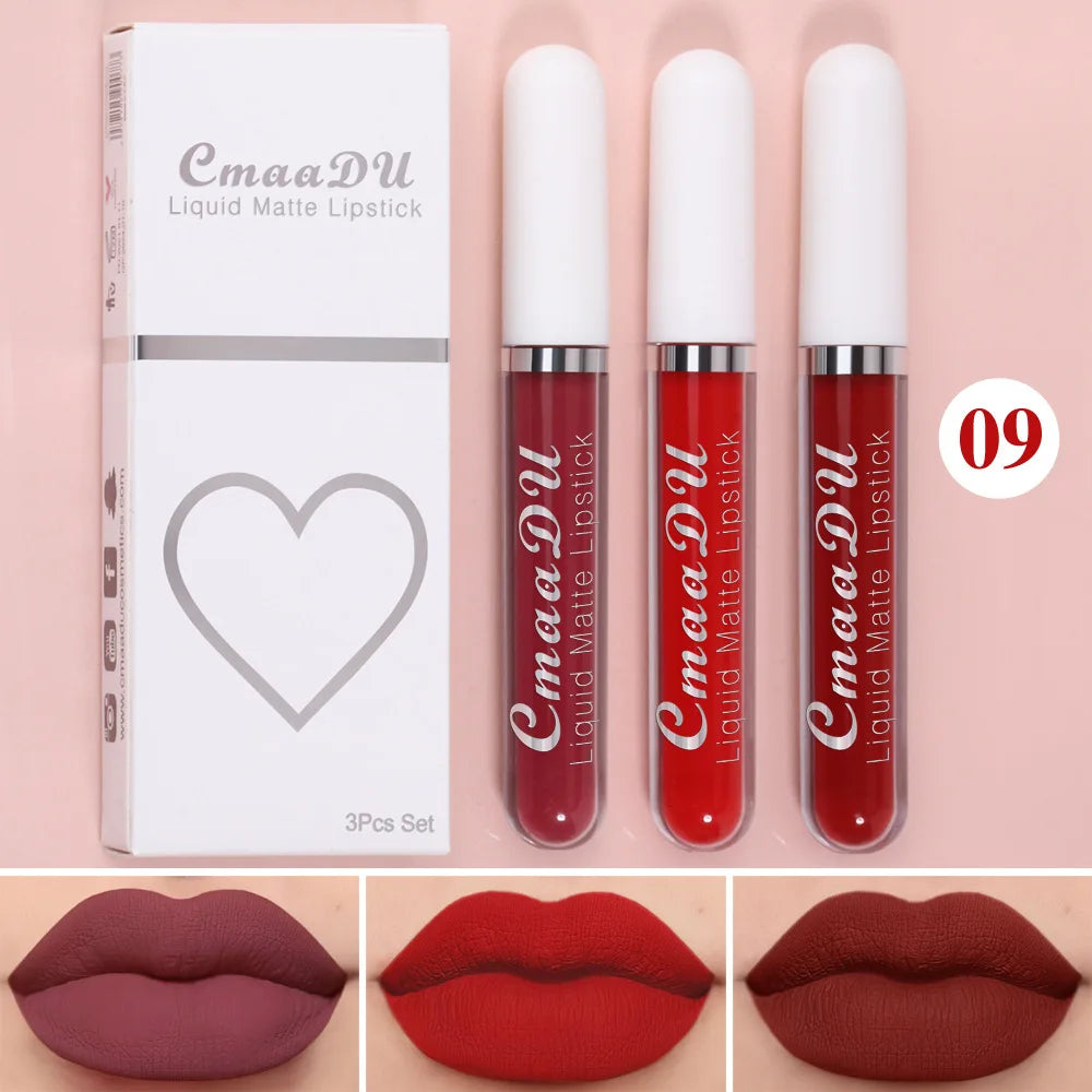 Sexy Long Lasting Velvet Matte Lip Gloss Liquid Lipstick for Women Red Waterproof Nonstick Cup Lip Makeup